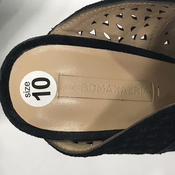 BCBG Max Azria Galinaa Black Open Toe Suede Platform Sandal Heels 10 - Picture 7 of 9